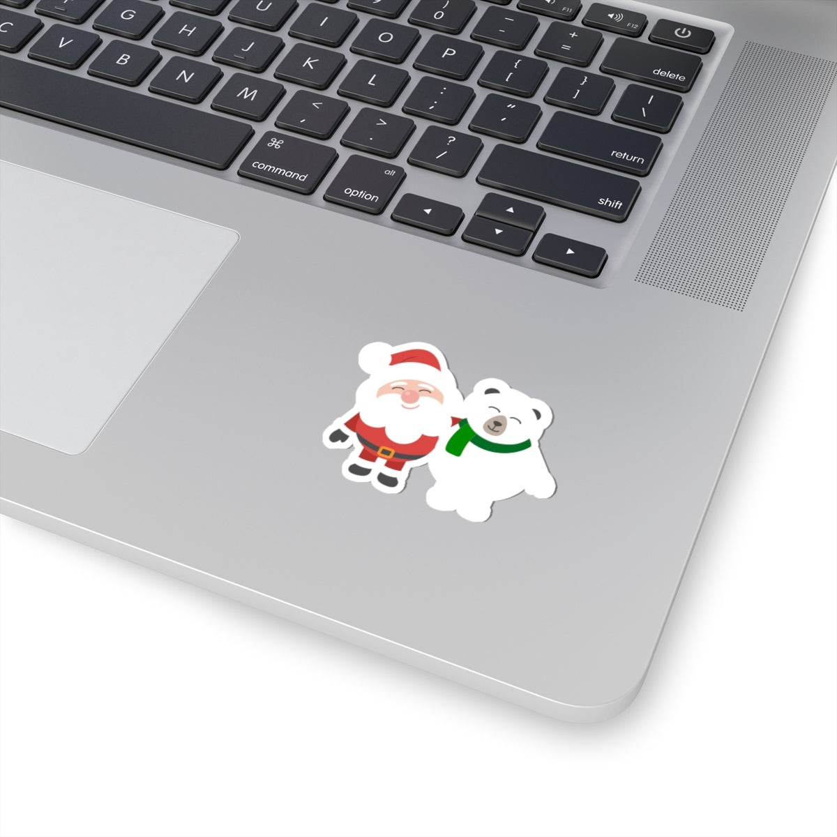 Christmas Santa and Polar Bear Kiss-Cut Sticker
