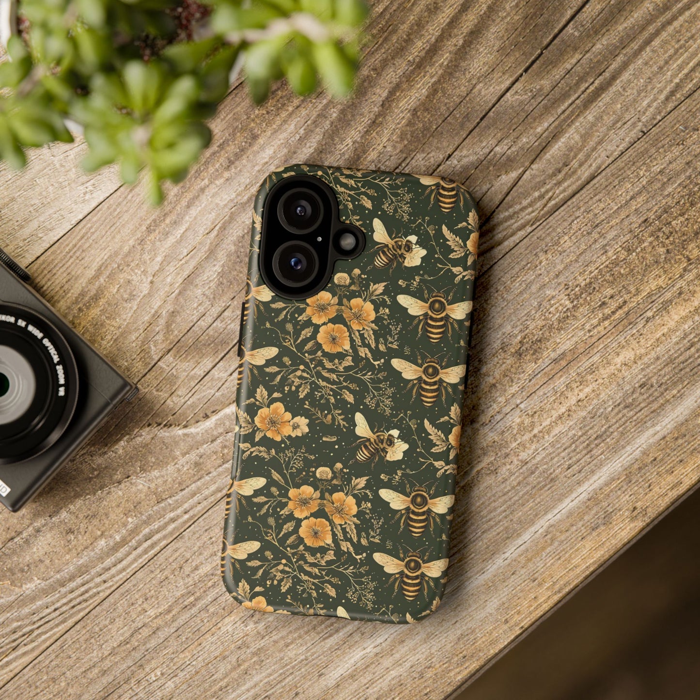 Nature-Inspired Phone Case, Tough Cases for Nature Lovers, Floral Bee Design, Eco-Friendly Gift, Summer Vibes, Trendy Phone Accessory,