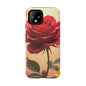 Floral Phone Case with Red Rose Design, Tough Phone Cover, Flower Print, Gift for Her, Stylish Accessory, Floral Aesthetic