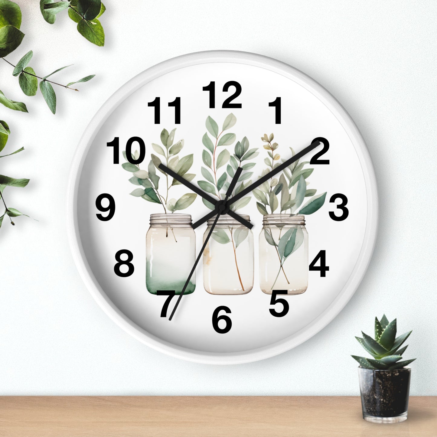 Botanical Wall Clock - Home Decor, Gift for Plant Lovers, Modern Art, Housewarming, Eco-Friendly Design