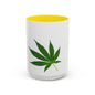 Marijuana Leaf Accent Coffee Mug | Cannabis Lover's Gift, Unique Coffee Cup, Pothead Mug, Stoner Gift Idea, Greenery Decor