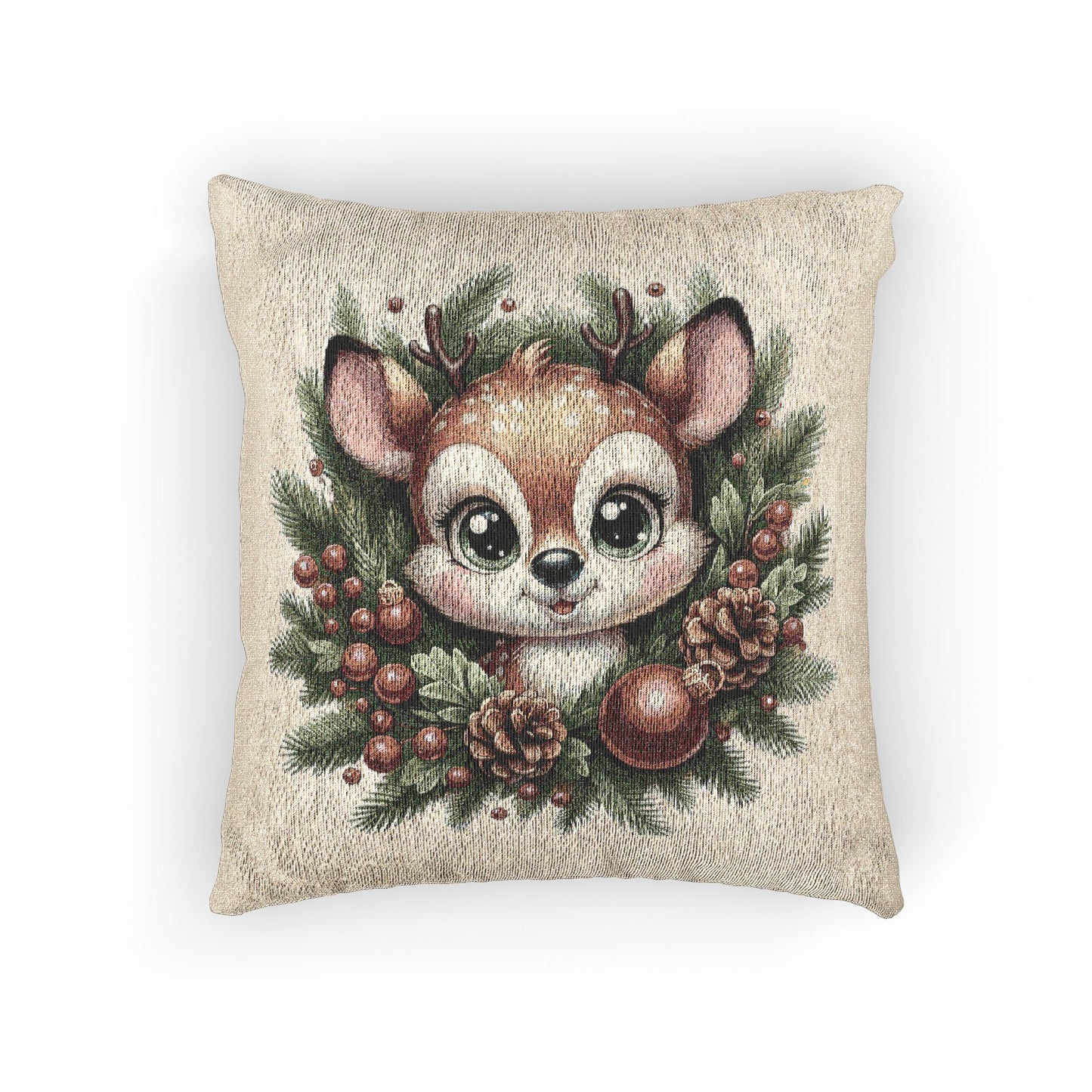 Whimsical Deer Woven Pillow | Cozy Home Decor, Holiday Gift, Nature Lover's Accent, Cute Animal Pillow, Unique Couch Cushion