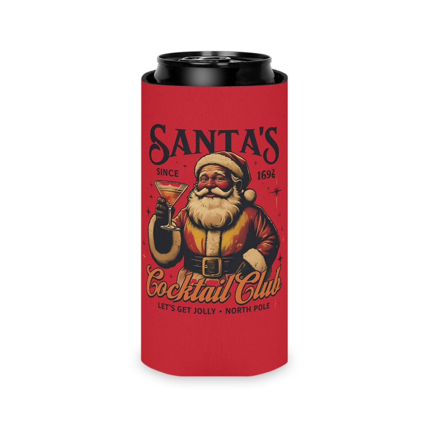 Festive Santa Can Cooler, Holiday Drink Insulator, Christmas Party Vibe, Perfect for Gifts and Gatherings, Drinkware for Celebrations
