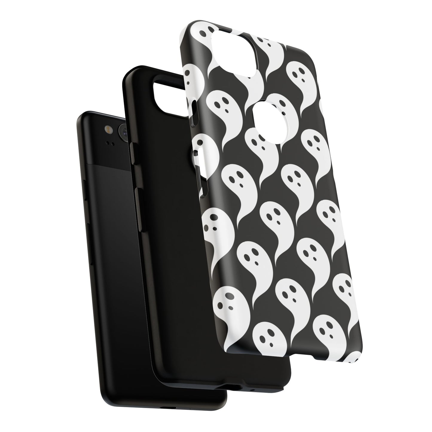 Ghost Pattern Phone Case, Cute Ghost Cell Phone Cover, Halloween Accessory, Spooky Gift, Black and White Phone Case