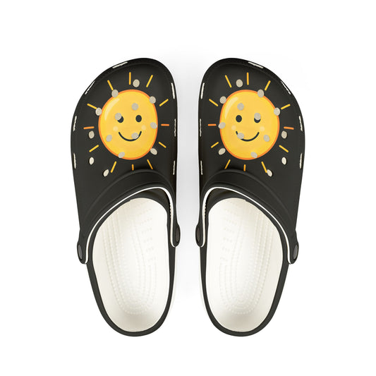 Smiling Sun EVA Clogs — Cute Sunshine Slip-On Foam Shoes
