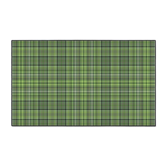 Green Plaid Heavy-Duty Floor Mat — Durable Non-Slip Entry Rug