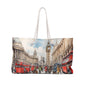 London-Inspired Weekender Bag, Travel Tote, Cityscape Carry-All, Weekend Getaway Bag, Charming UK Gift