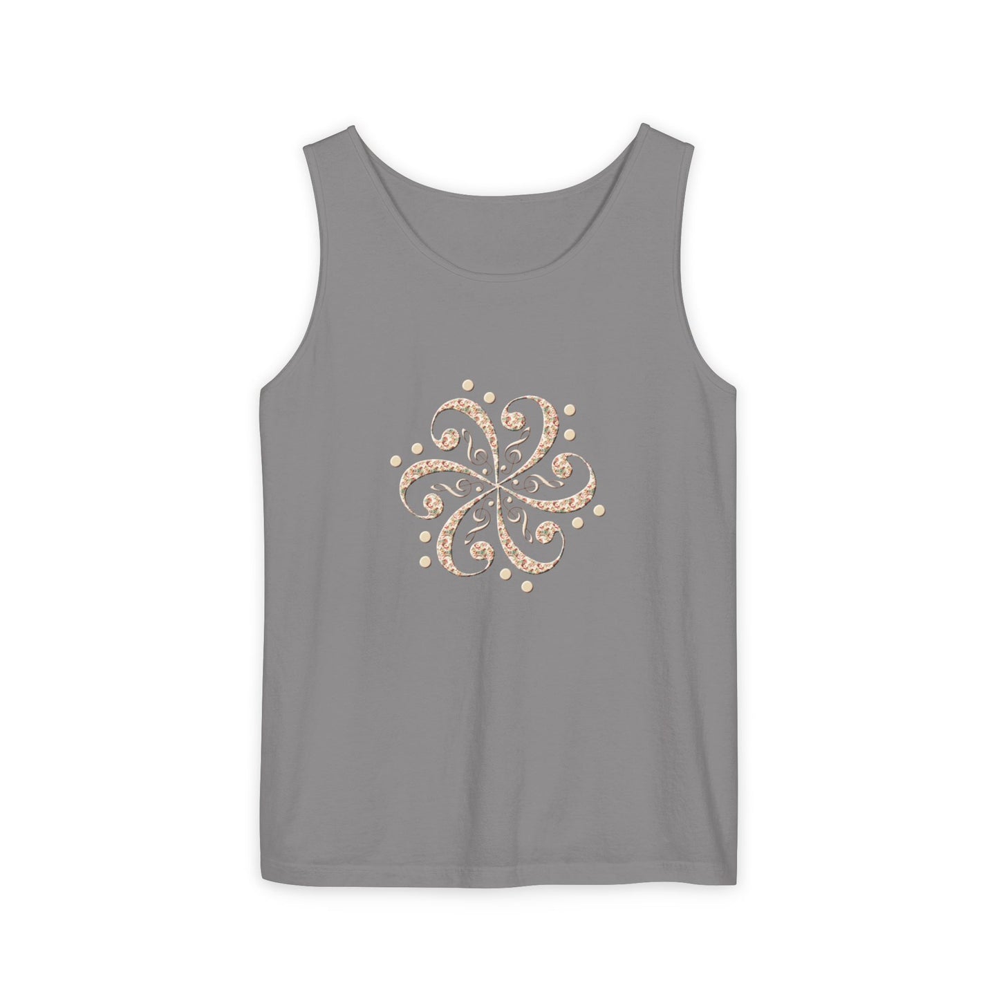 Boho Spiral Design Tank Top | Unisex Summer Apparel, Casual Wear, Beach Outfit, Festival Top, Gift Idea