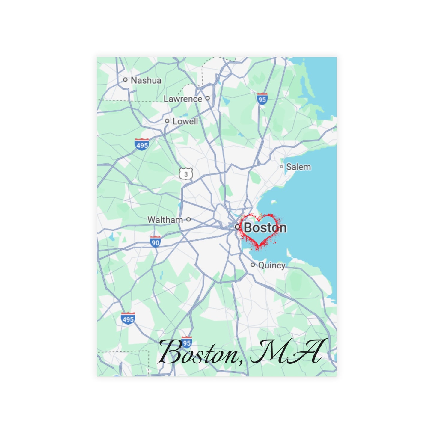 Boston Map Postcard Bundle - Personalized Travel Keepsake, Perfect for Souvenirs, Gifts, Wedding Invitations, or Event Thank You Cards