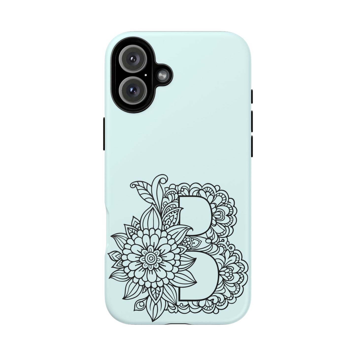 Personalized Tough Phone Case- Letter B, Floral Monogram Cell Phone Cover, Custom Protective Case, Unique Gift, Birthday, Graduation