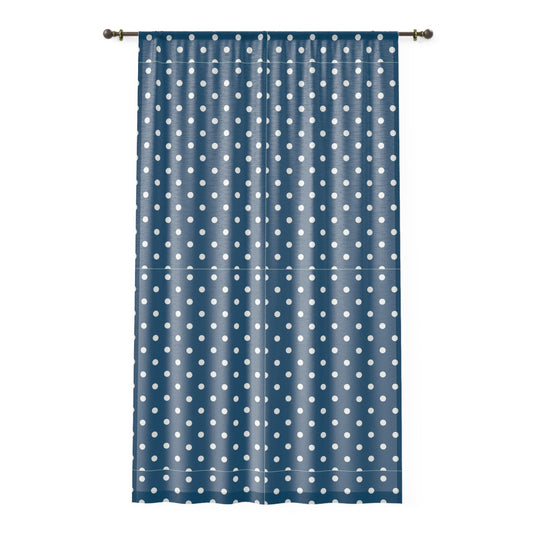Navy Polka Dot Window Curtain, Modern Home Decor, Living Room Style, Bedroom Accessory, Gift for New Homeowners