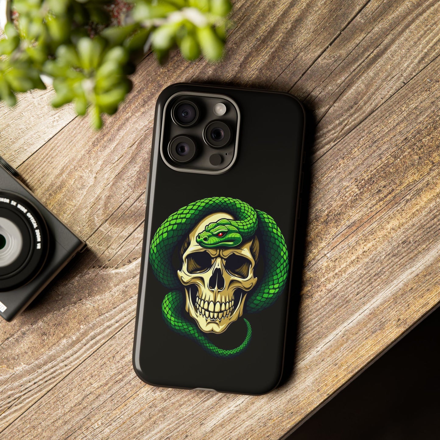 Skull & Snake Phone Case | Tough Cases, Protective Cover, Edgy Phone Accessories, Gothic Gift, Halloween Decor