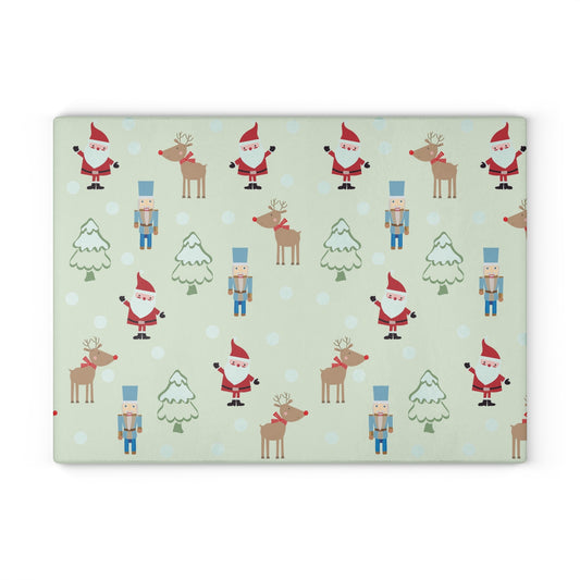 Festive Holiday Glass Cutting Board, Christmas Kitchen Decor, Seasonal Cooking Gift, Merry & Bright Kitchenware, Unique Holiday Tableware
