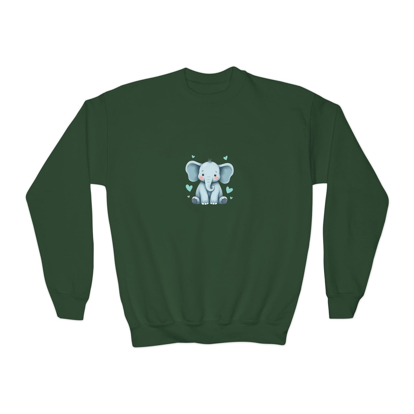 Adorable Elephant Youth Crewneck Sweatshirt, Kids' Casual Wear, Animal Lover Gift, Birthday Present, Cute Sweatshirt for All Seasons