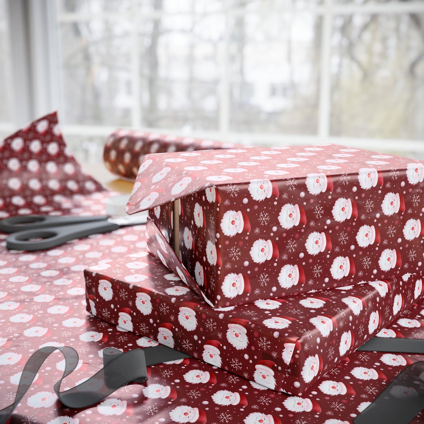 Festive Christmas Wrapping Paper, Holiday Gift Wrap for Presents, Red Snowman Design, Winter Celebrations, Eco-Friendly