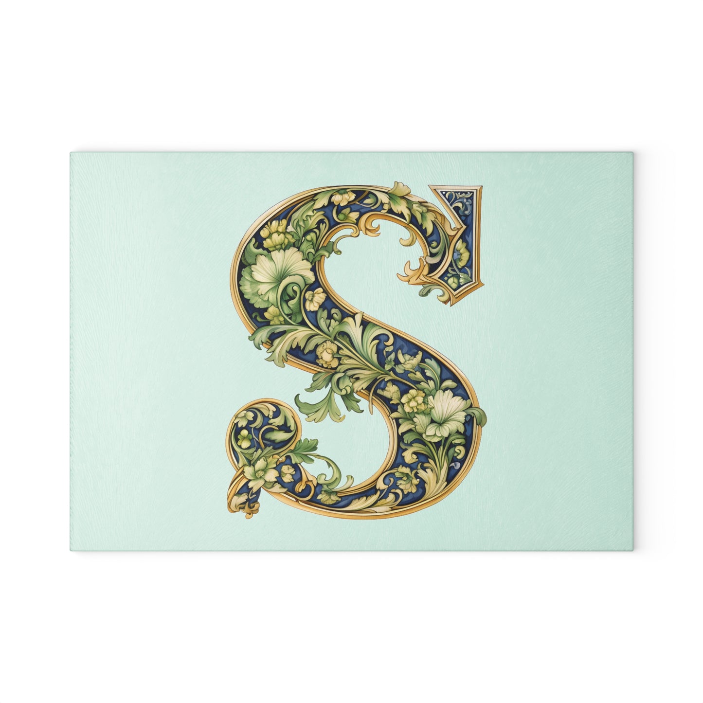 Monogram S Floral Glass Cutting Board – Decorative Initial S Kitchen Board