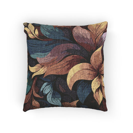 Botanical Woven Pillow, Floral Cushion Cover, Home Decor, Vintage Aesthetic, Gift for Garden Lovers, Bohemian Accent Throw