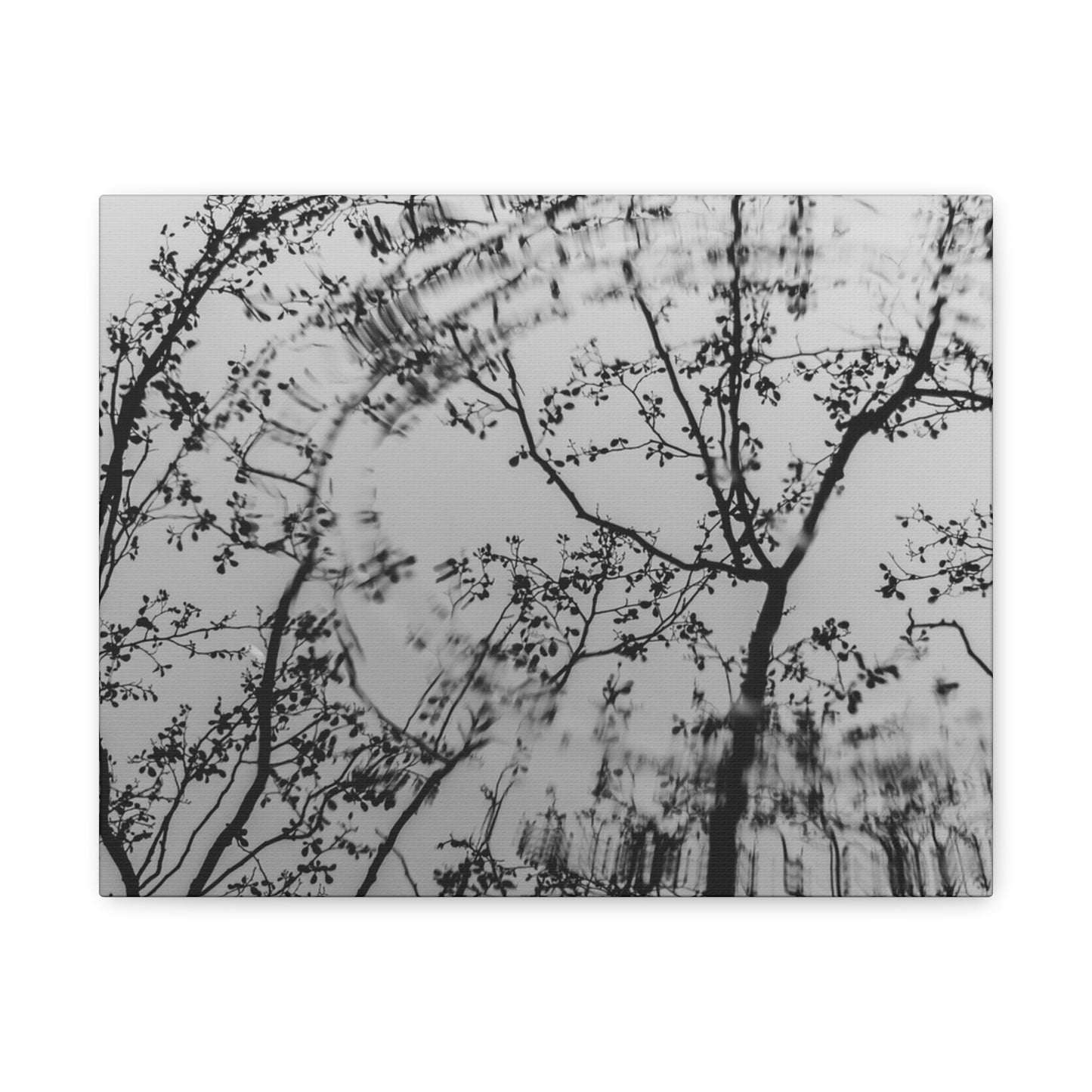 Canvas Wall Art — Monochrome Blurred Ferris Wheel with Tree Silhouettes