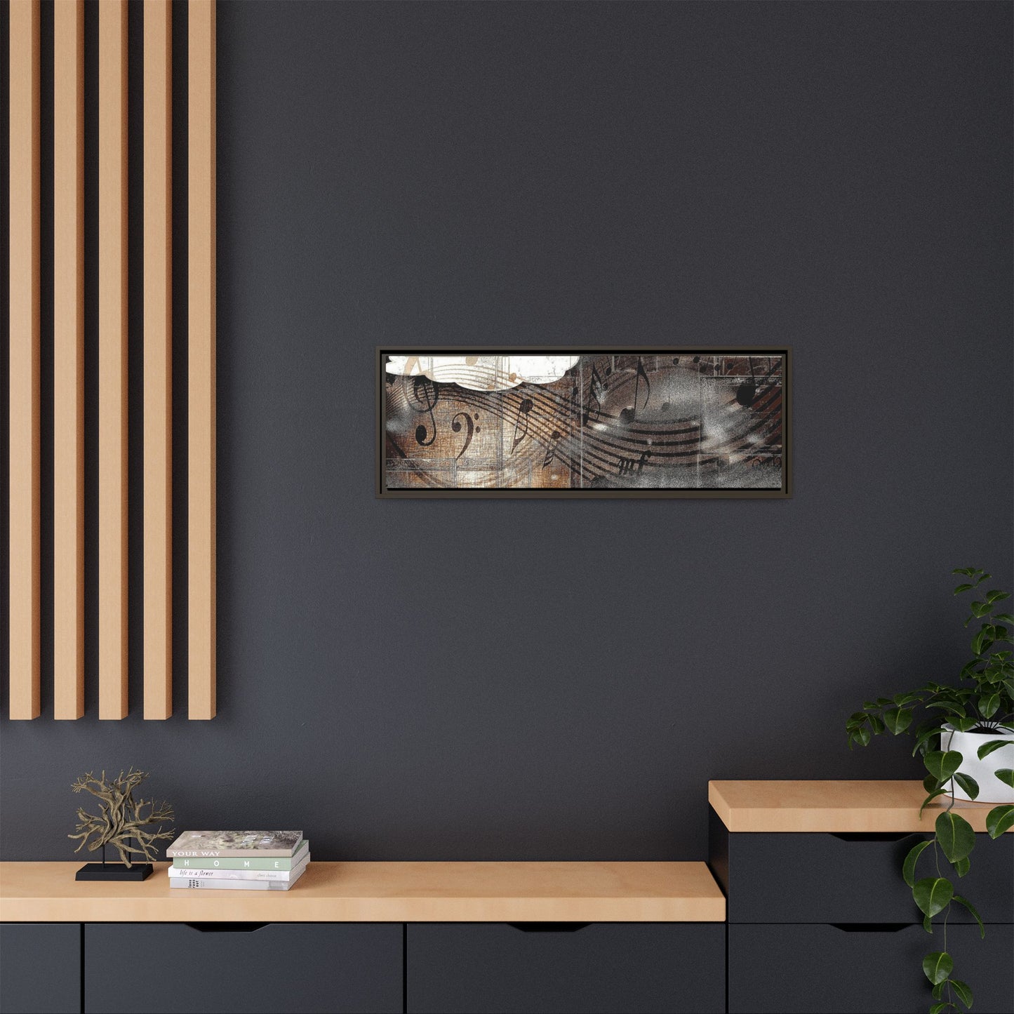 Framed Music Notes Canvas Print — Abstract Vintage Piano & Sheet Music Wall Art