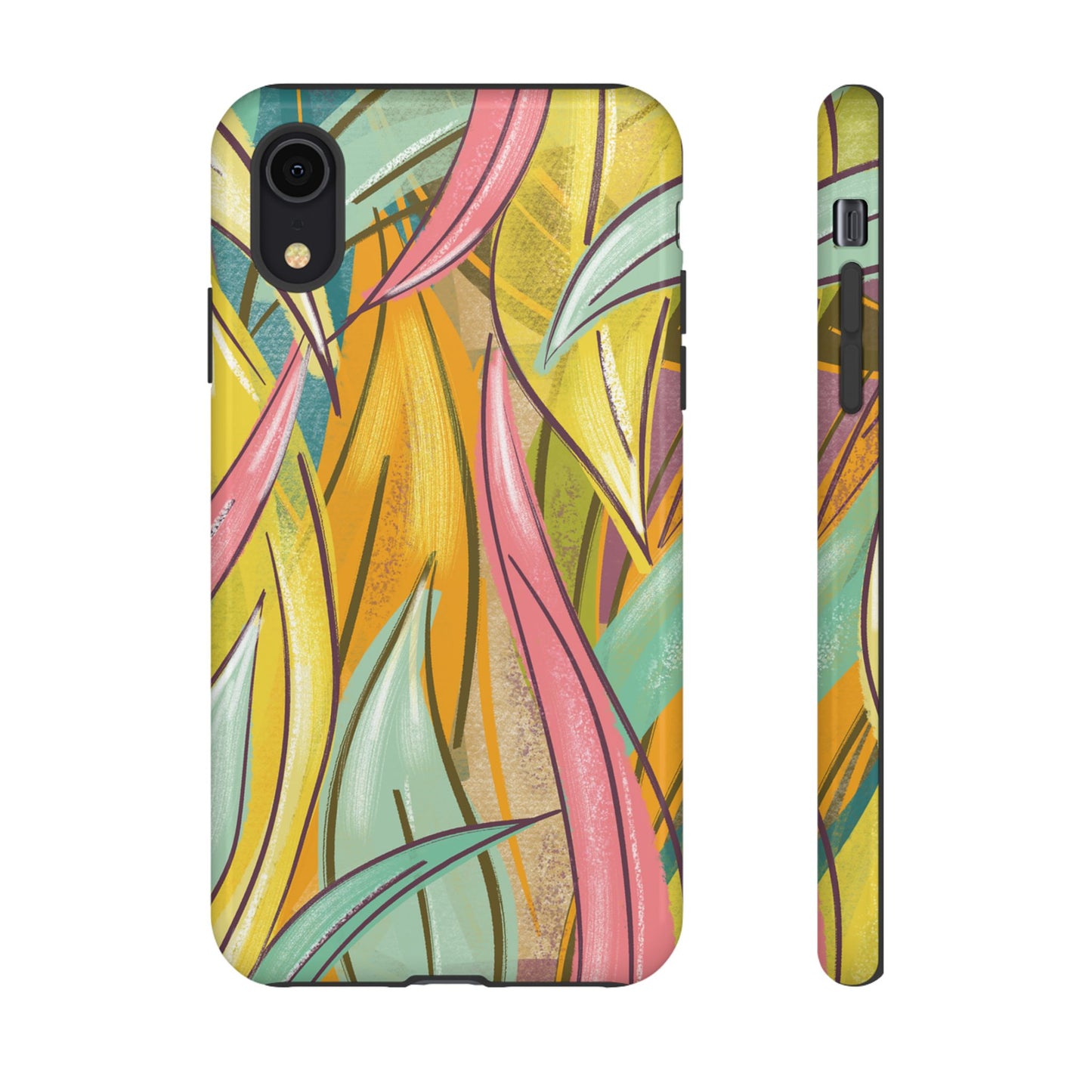 Vibrant Phone Case with Colorful Leaf Design, Tough Cases for Nature Lovers, Eco-Friendly Gift, Summer Vibes, Floral Phone Cover
