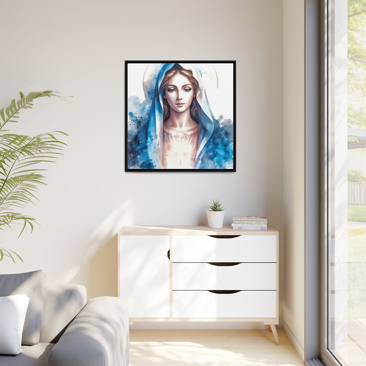 Framed Canvas Art Print, Spiritual Decor, Religious Artwork, Wall Decor, Gift for Faith, Elegant Home Decoration
