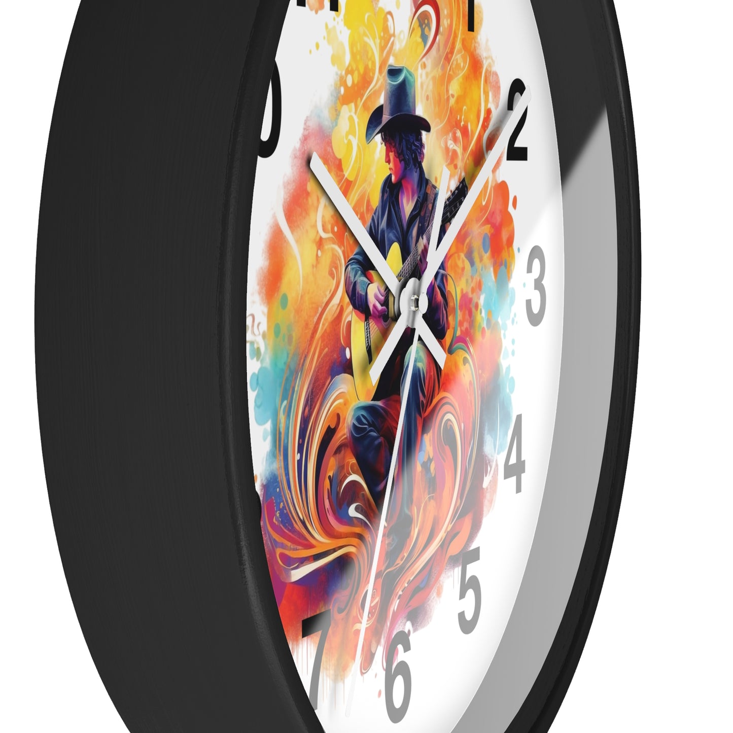 Guitarist Art Wall Clock — Colorful Blues Music Decor
