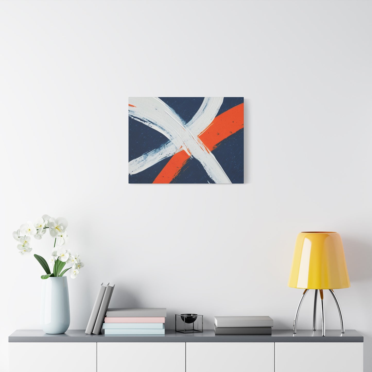 Abstract Navy & Orange Brushstroke Canvas