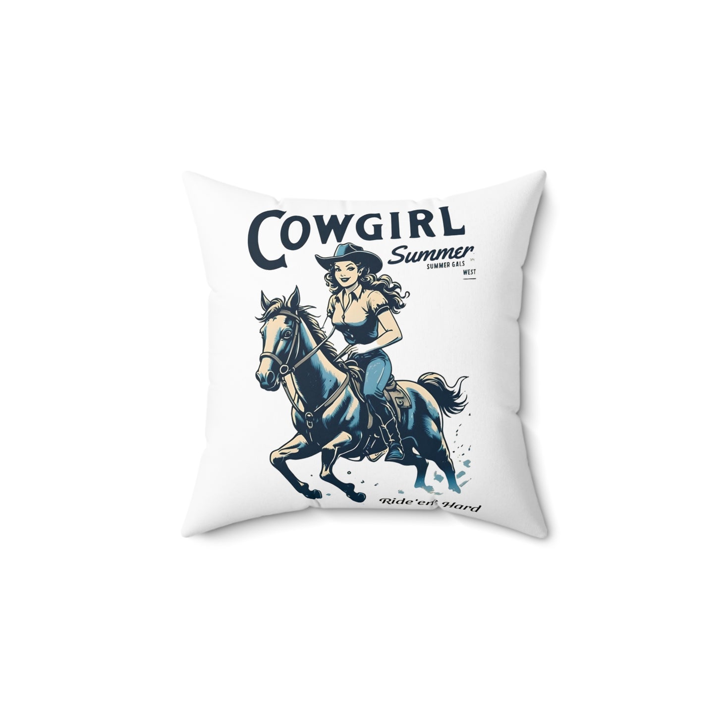 Cowgirl Summer Square Pillow | Equestrian Home Decor, Western Decor, Throw Pillow, Gift for Her, Rustic Cowgirl Vibe