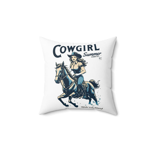 Cowgirl Summer Square Pillow | Equestrian Home Decor, Western Decor, Throw Pillow, Gift for Her, Rustic Cowgirl Vibe