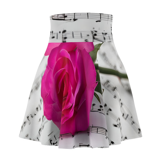 Floral Music Note Skater Skirt, Elegant Skirt for Concerts, Gifts for Music Lovers, Dance Wear, Spring Fashion