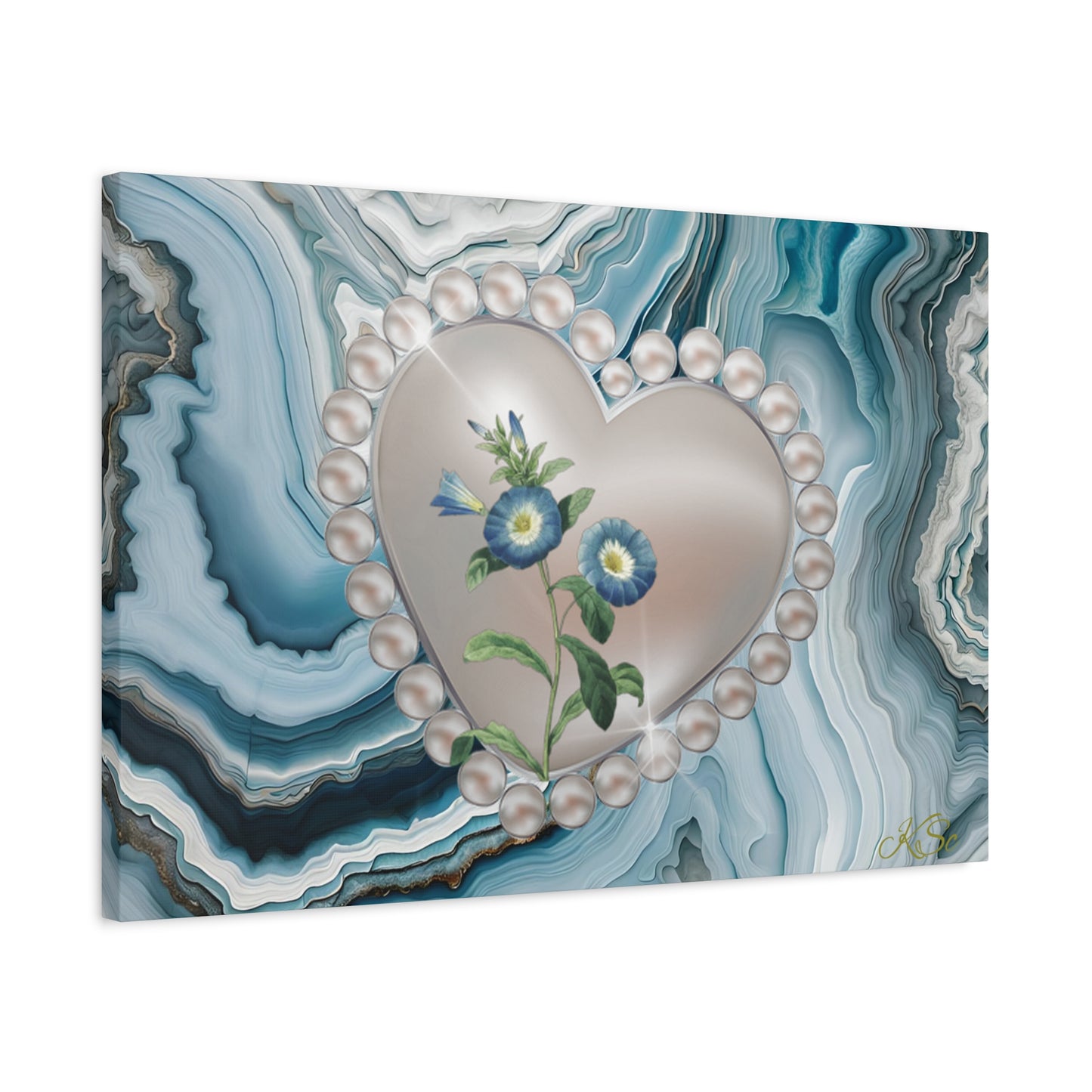 Elegant Floral Heart Canvas Wall Art, Modern Home Decor, Gift for Her