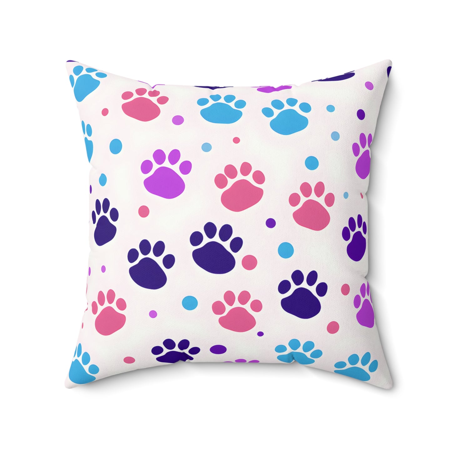 Colorful Paw Print Throw Pillow — Cute Pet Pattern Decorative Cushion