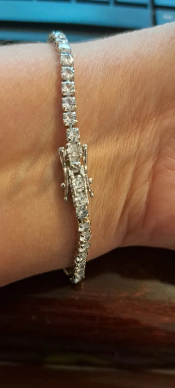 Elegant S925 Silver Moissanite Tennis Bracelet 7 1/4 inches