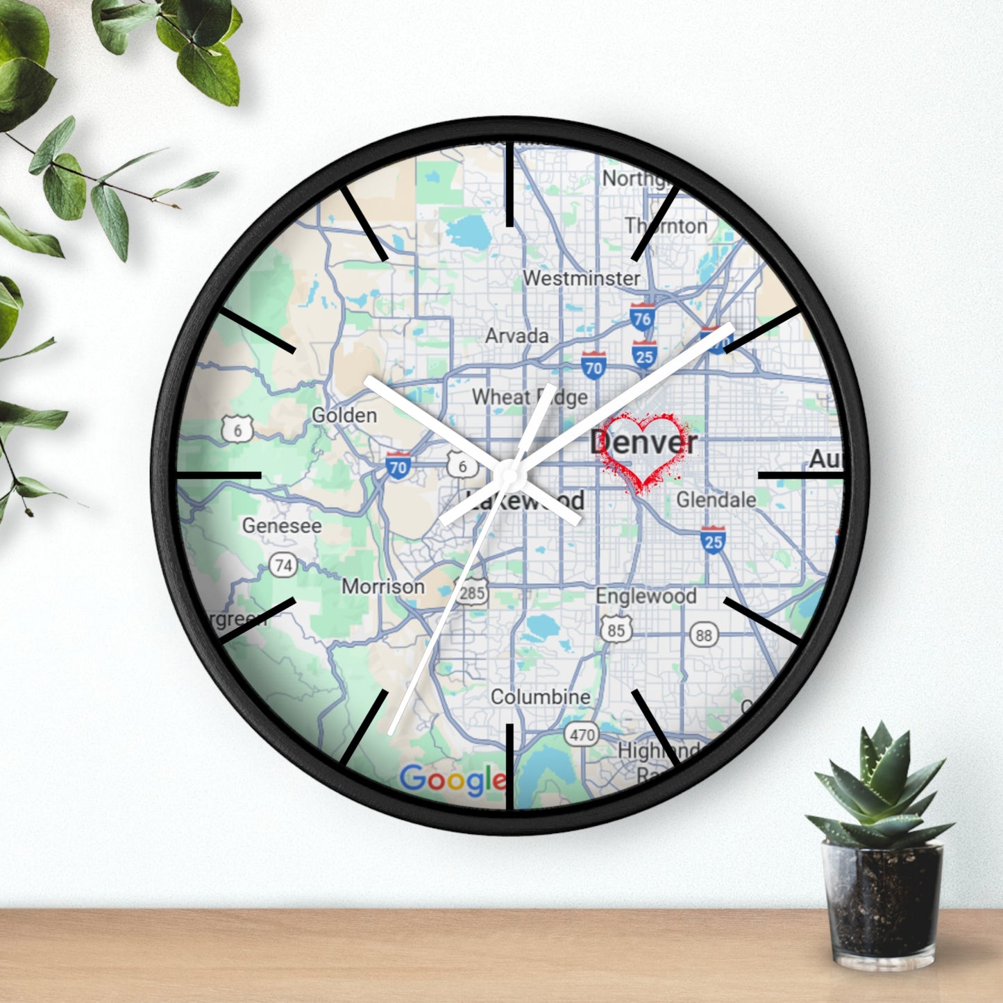 Custom Denver Map Wall Clock, Home Decor, Personalized Gift, Unique Wall Art, Modern Timepiece, Housewarming Present