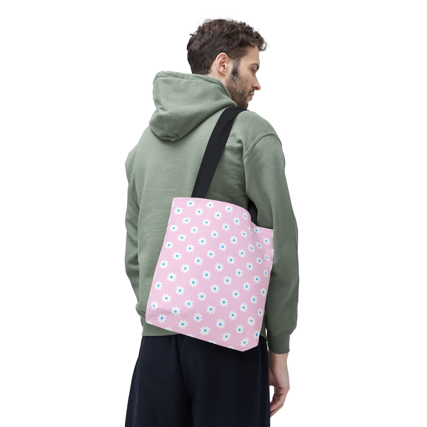 Pink Daisy Pattern Tote Bag — Floral Everyday Canvas Shopper