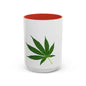 Marijuana Leaf Accent Coffee Mug | Cannabis Lover's Gift, Unique Coffee Cup, Pothead Mug, Stoner Gift Idea, Greenery Decor