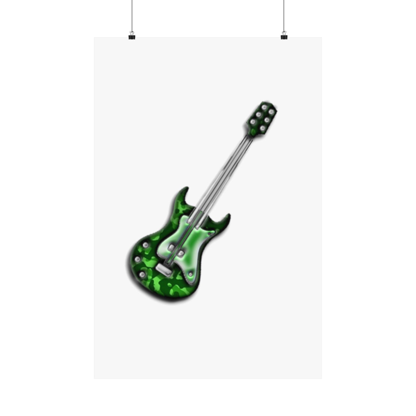 Guitar Art Poster - Rock Music Decor, Green Guitar Wall Art, Musician Gift, Home Office Decor, Music Lover Gift
