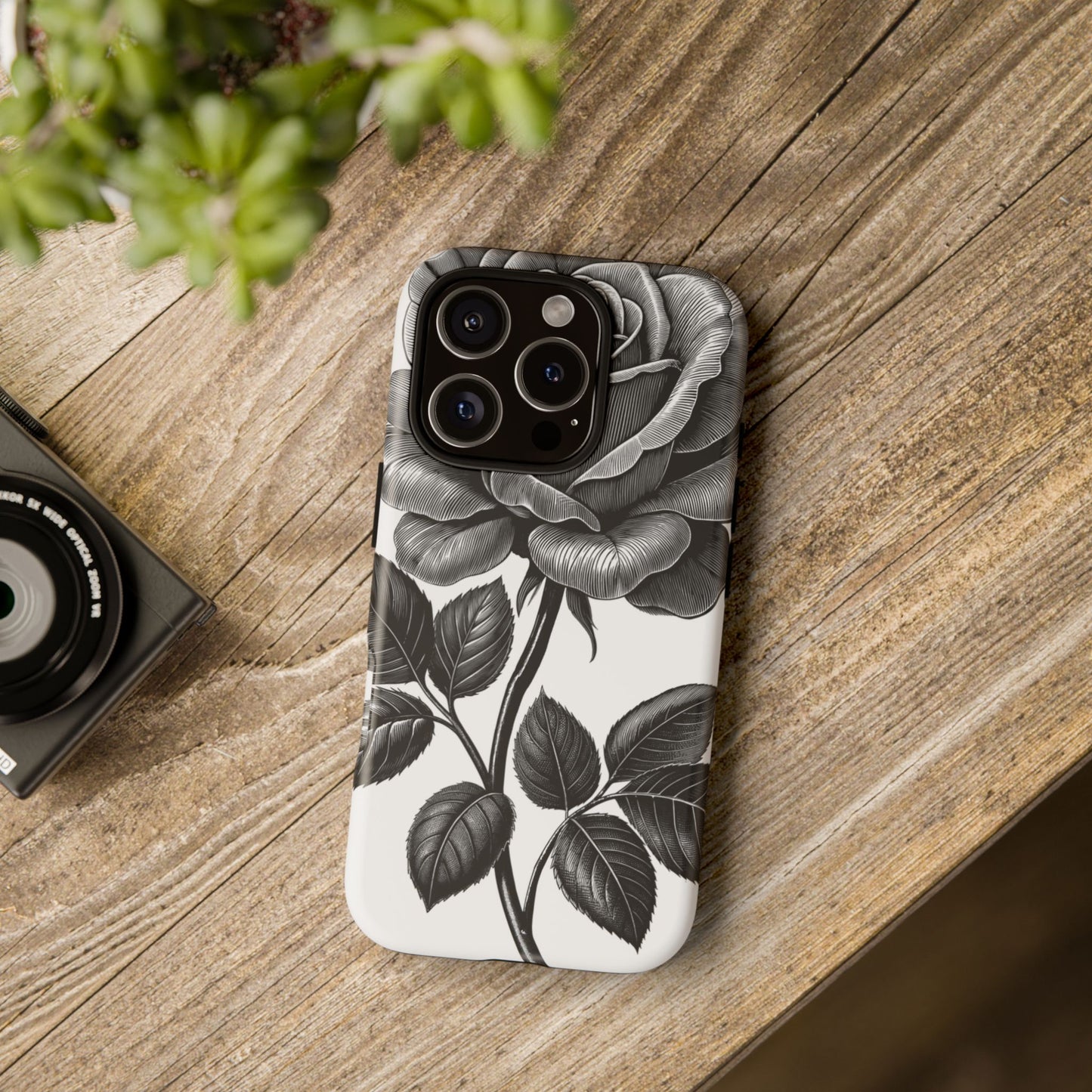 Elegant Floral Phone Case - Tough Cases, Black Rose Design, Floral Phone Cover, Stylish Phone Accessory, Gift for Her, Mother's Day