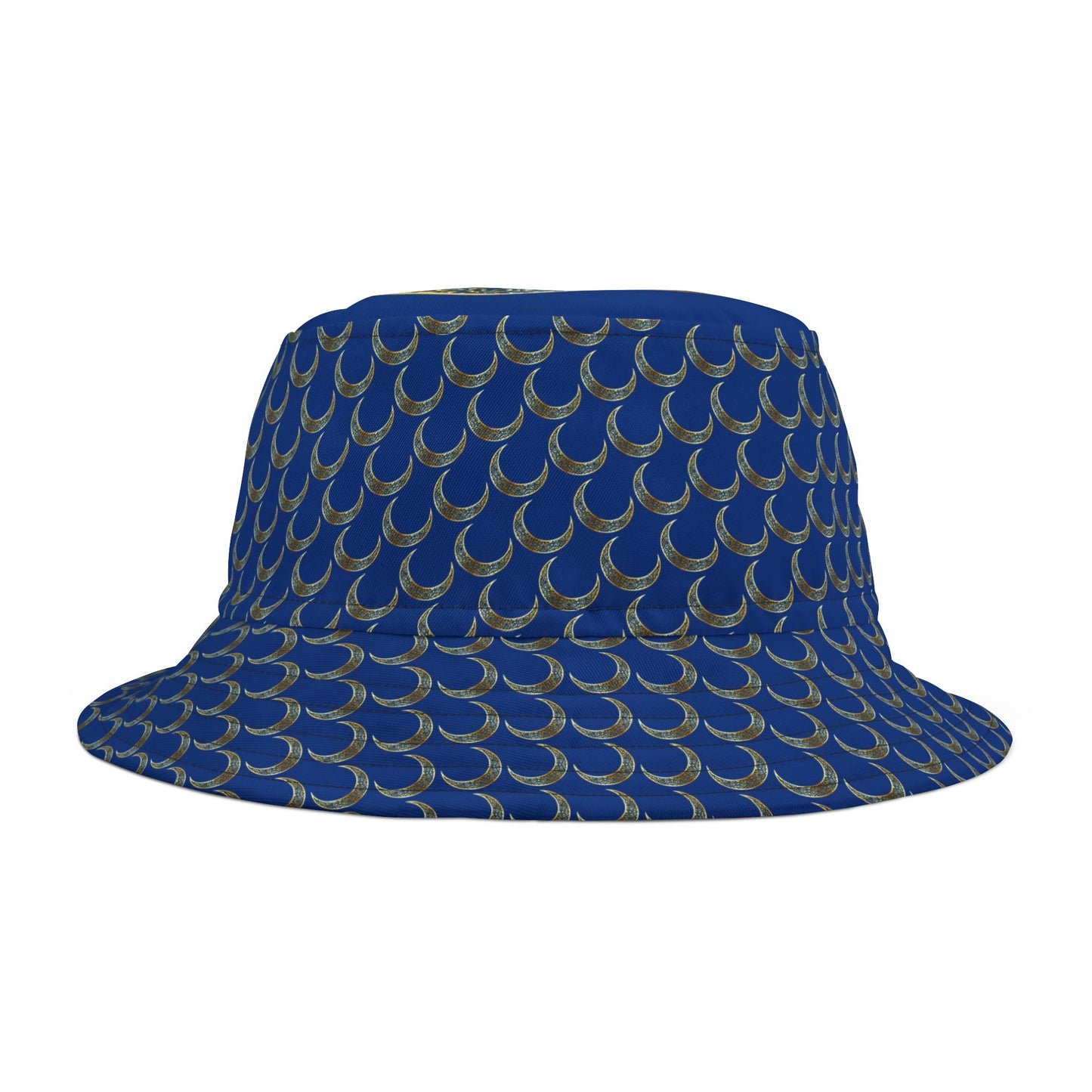 Blue Crescent Moon Pattern Bucket Hat - Stylish Sun Protection, Summer Hat, Festival Accessories, Beach Wear, Gift Ideas