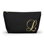Monogram L Accessory Pouch — Black & Gold T‑Bottom Makeup Bag