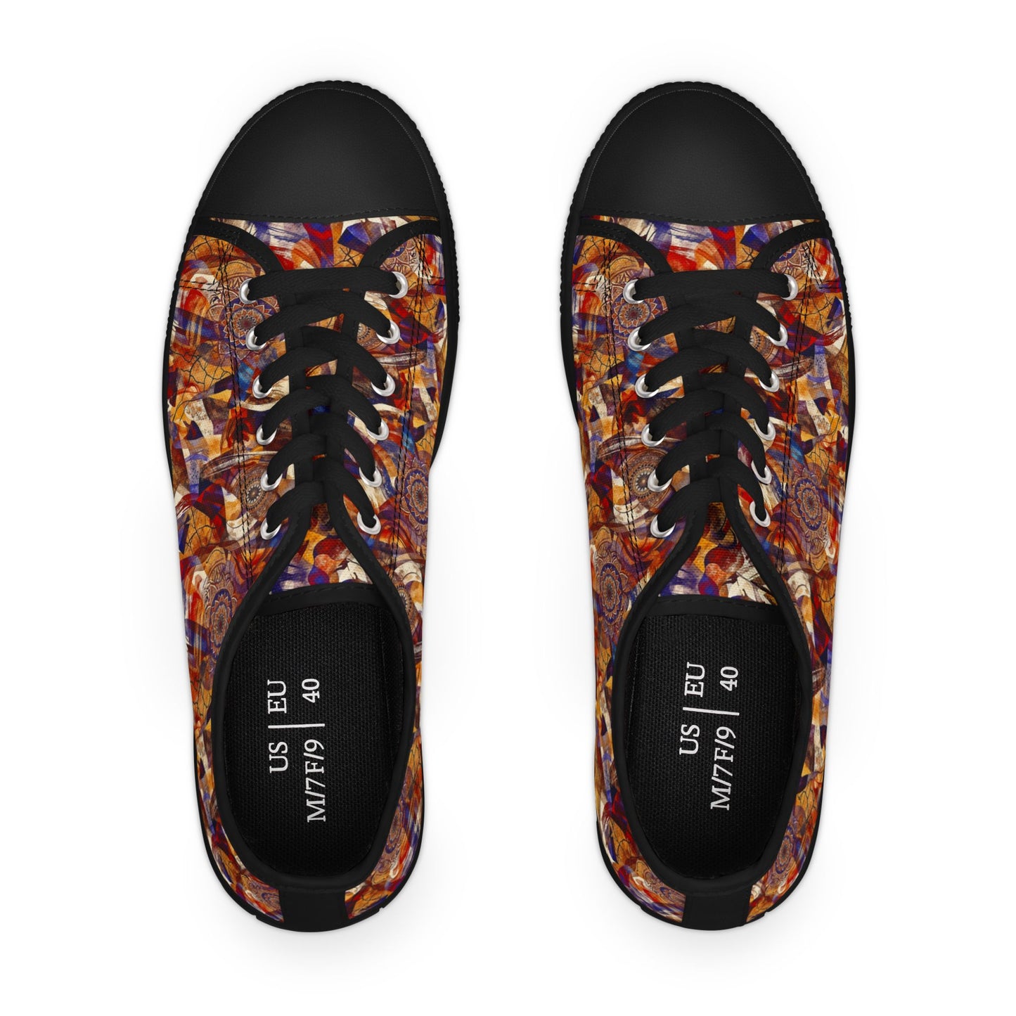 Abstract Mosaic Low Top Sneakers — Women's Artistic Casual Shoes