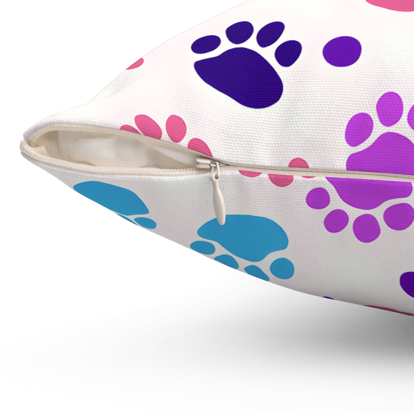 Colorful Paw Print Throw Pillow — Cute Pet Pattern Decorative Cushion