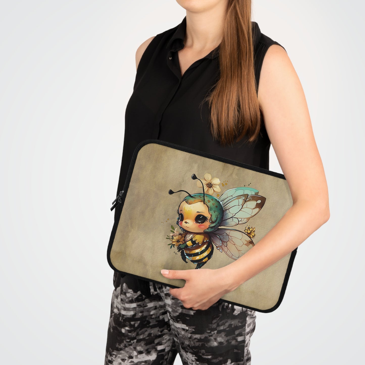 Cute Bee Laptop Sleeve, Laptop Case for Students, Creative Gadget Cover, Unique Gift for Nature Lovers, Floral Tech Accessory