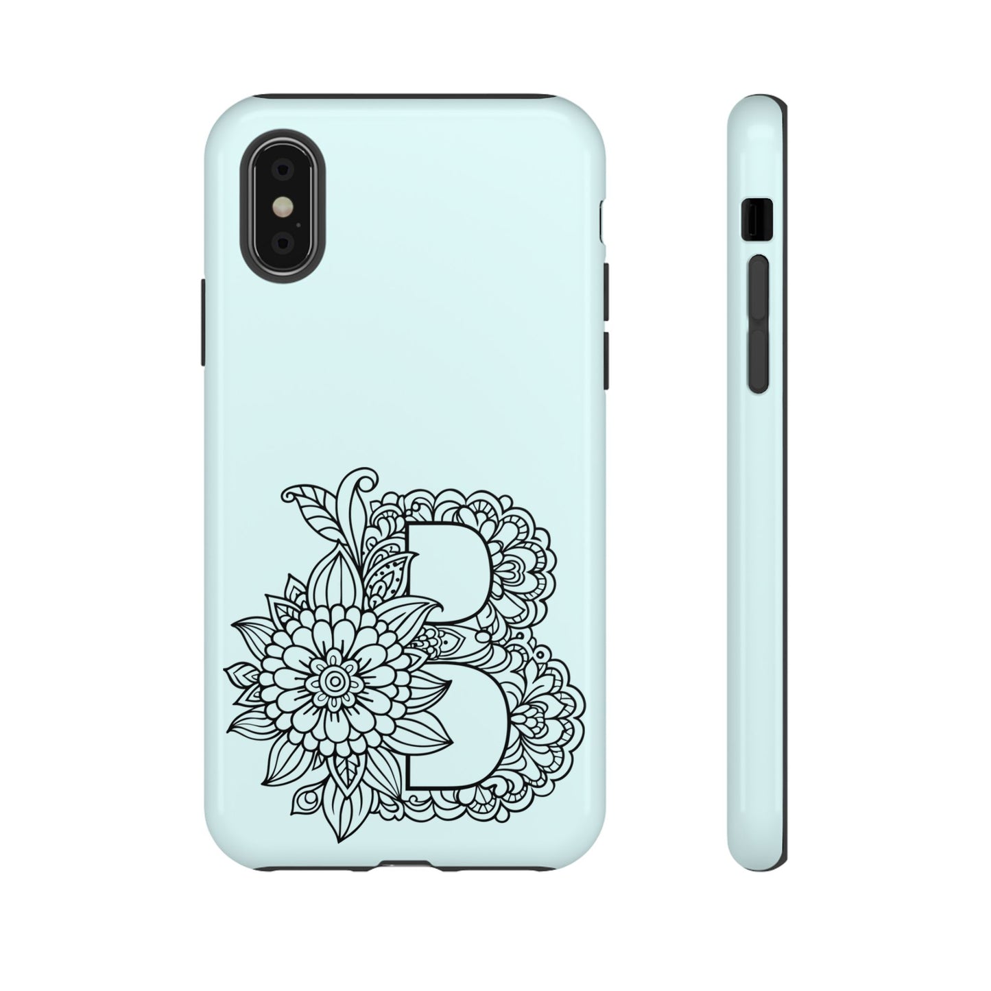Personalized Tough Phone Case- Letter B, Floral Monogram Cell Phone Cover, Custom Protective Case, Unique Gift, Birthday, Graduation