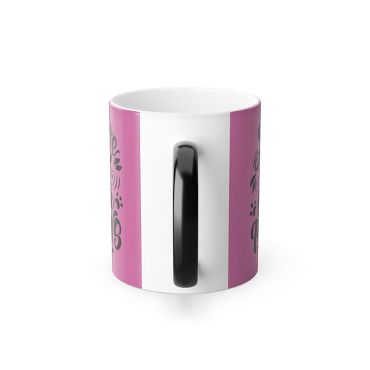 Color-Changing Mug — "Love Has Four Paws" Pink Pet Lover Coffee Cup (11 oz)