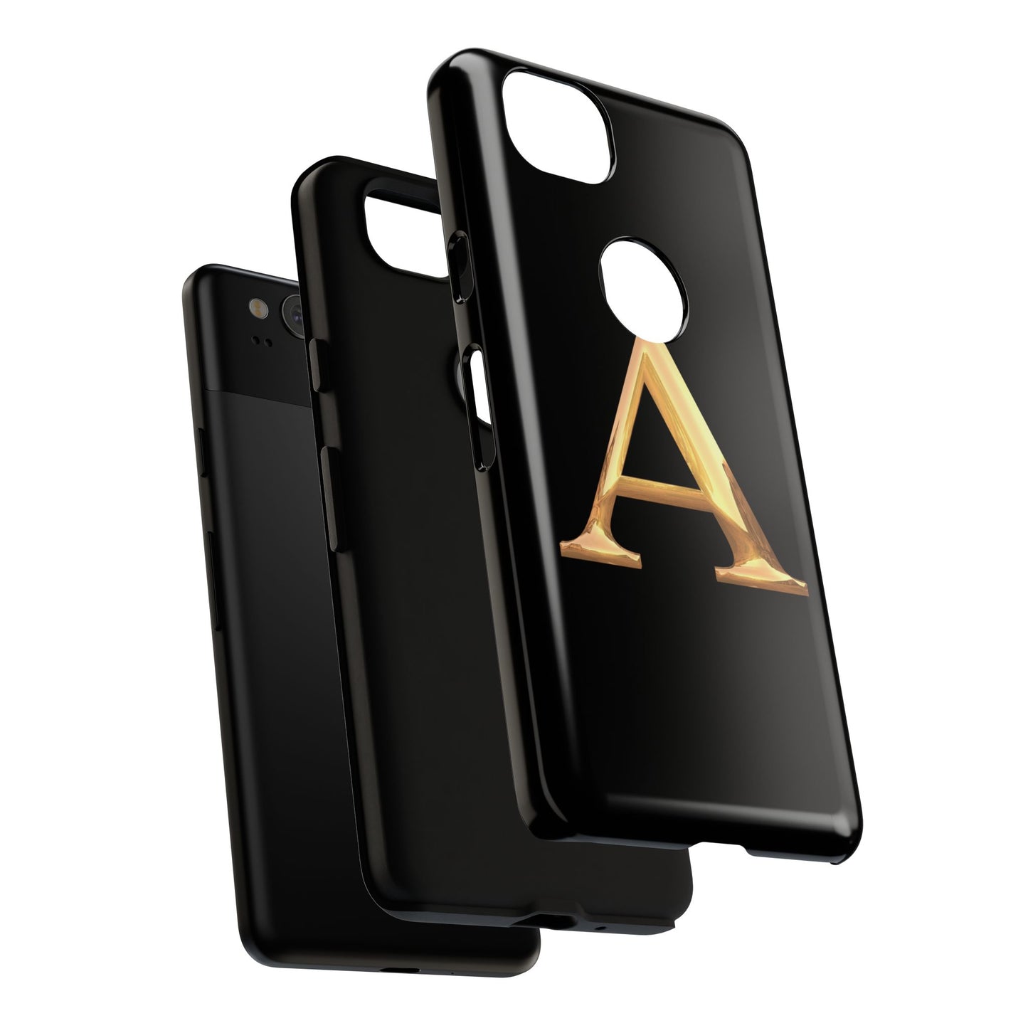 Custom Phone Case with Gold Letter A, Monogrammed Gift, Tough Protective Case, Personalized Phone Accessory, Unique Phone Cover