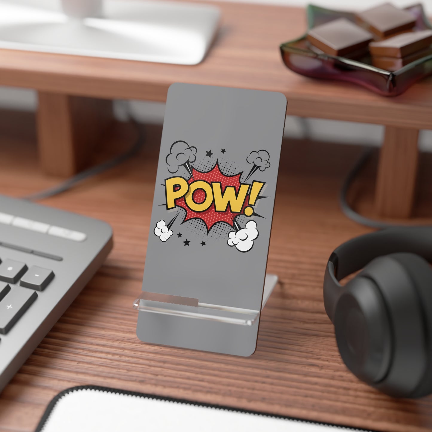 Comic Style Mobile Phone Stand - 'POW!' Smartphone Holder, Desk Organizer, Gift for Students, Funny Home Decor, Office Accessory, [...]