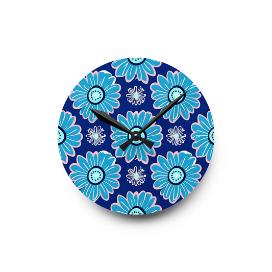 Floral Acrylic Wall Clock, Colorful Home Decor, Unique Gift for Her
