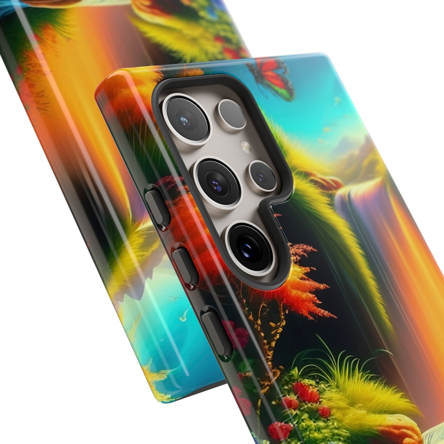 Phone Case - Vibrant Waterfall Landscape with Butterfly | Colorful Nature Protective Case