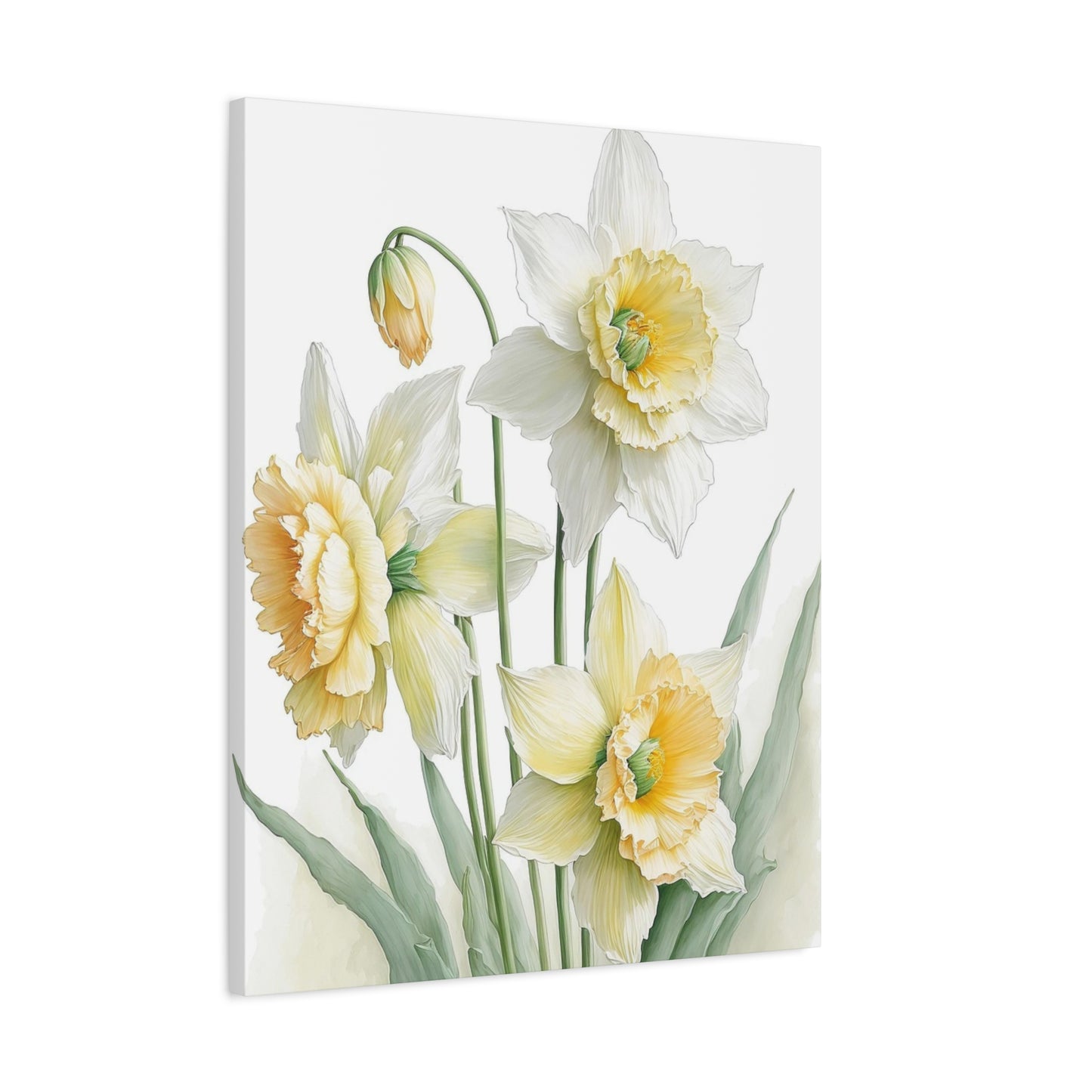 Matte Canvas, Stretched, 1.25" beautiful flowers white and yellow.